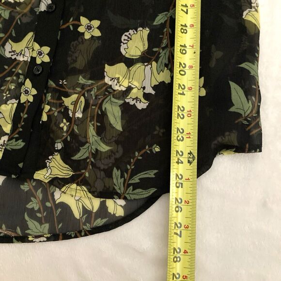 Who What Wear Floral Blouse Womens MEDIUM Sheer Chiffon Ruffle Tie Neck - Picture 12 of 12
